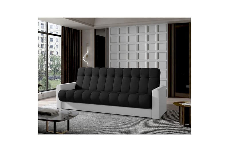Sohva Eltap Garett 212x85x90 cm - Sawana 14, Soft 17, Musta, Valkoinen - Huonekalut - Sohva - Vuodesohva - 3 istuttava vuodesohva