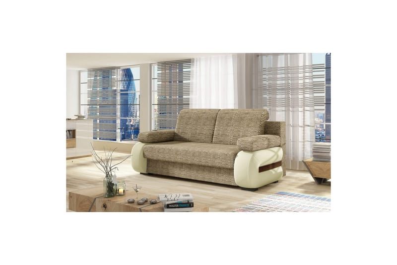 Sohva Eltap Laura 202x79x84 cm - Berlin 03, Soft 33, Beige - Huonekalut - Sohva - Vuodesohva - 3 istuttava vuodesohva