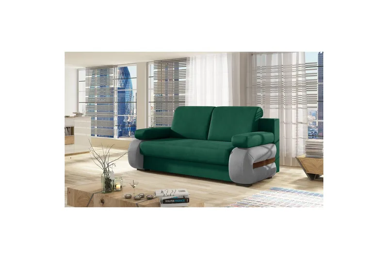 Sohva Eltap Laura 202x79x84 cm, Monoliitti 37, Monoliitti 84, Vihreä, Vaaleanharmaa