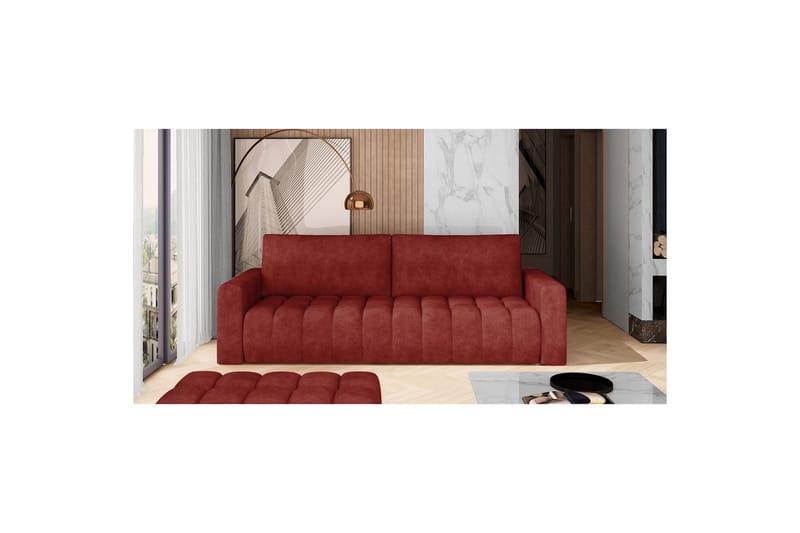 Sohva Eltap Lazaro 247x97x92 cm - Dora 63, Punainen - Huonekalut - Sohva - Vuodesohva - 3 istuttava vuodesohva