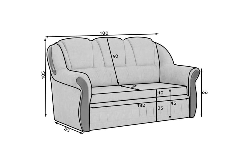 Sohva Eltap Lord 180x85x105 cm - Dora 22, Ruskea - Huonekalut - Sohva - Vuodesohva