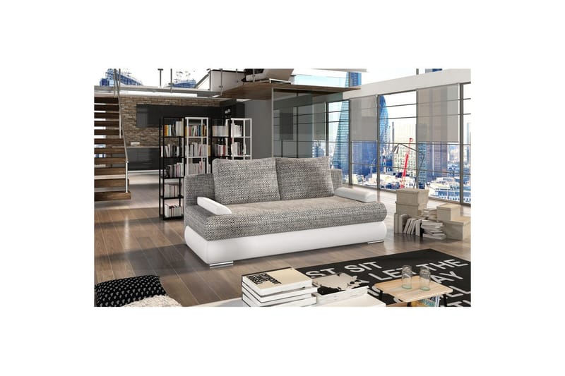 Sohva Eltap Milo 213x95x90 cm - Berlin 01, Soft 17, Harmaa, Valkoinen - Huonekalut - Sohva - Vuodesohva - 3 istuttava vuodesohva