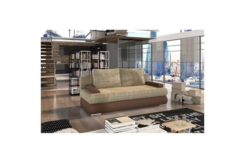 Sohva Eltap Milo 213x95x90 cm - Berlin 03, Soft 15, Beige, Ruskea - Huonekalut - Sohva - Vuodesohva - 3 istuttava vuodesohva
