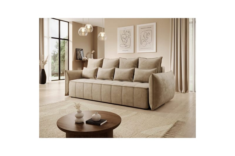 Sohva Eltap Weltton 242x106x94 cm - Nube 20, Beige - Huonekalut - Sohva - Vuodesohva - 3 istuttava vuodesohva