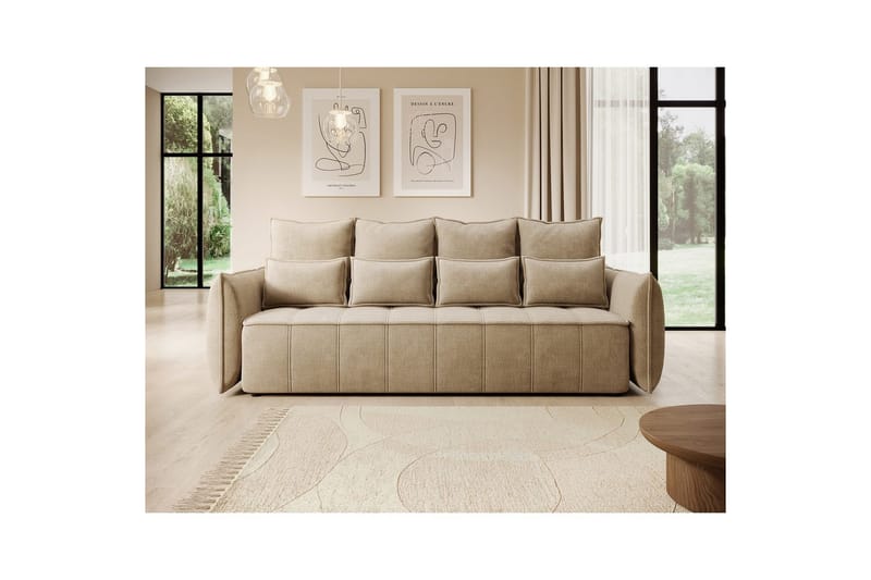 Sohva Eltap Weltton 242x106x94 cm - Nube 20, Beige - Huonekalut - Sohva - Vuodesohva - 3 istuttava vuodesohva