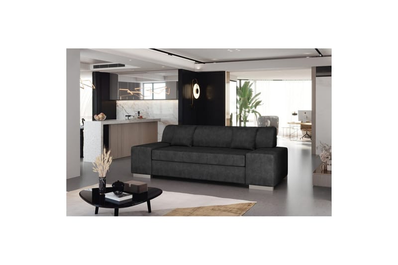 Sohva Eltap Porto - Dora 96, musta, 3210x92x73 cm - Huonekalut - Sohva - Vuodesohva