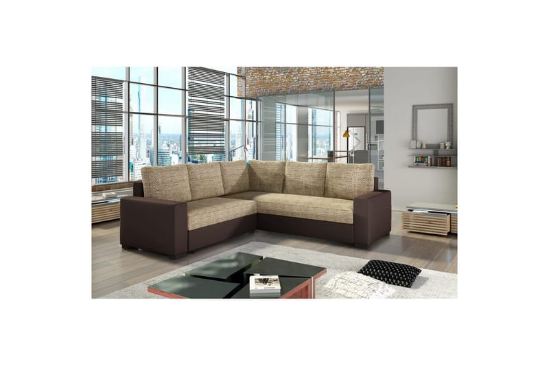 Sohvaosa Eltap Canis 235x235x89 cm - Berlin 03, Pehmeä 66, Beige, Tummanruskea - Huonekalut - Sohva - Vuodesohva