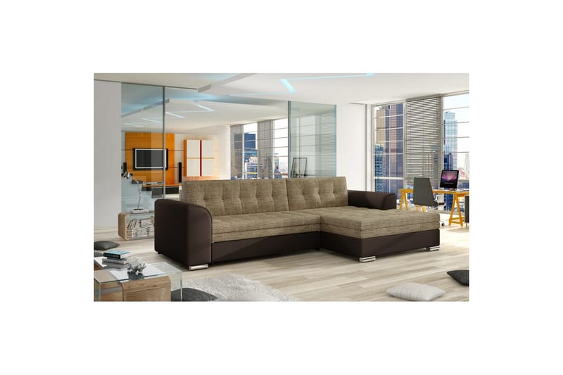 Sohvaosa Eltap Conforti 275x165x78 cm - Berlin 03, Pehmeä 66, Beige, Tummanruskea, Oikea - Huonekalut - Sohva - Vuodesohva