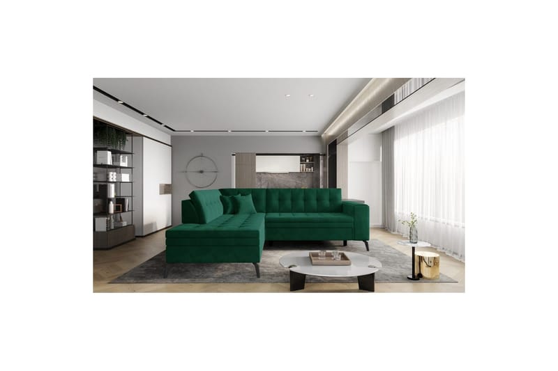 Sohvaosa Eltap Lanvin 260x210x93 cm, Lukso 35, Tummanvihreä, Vasen
