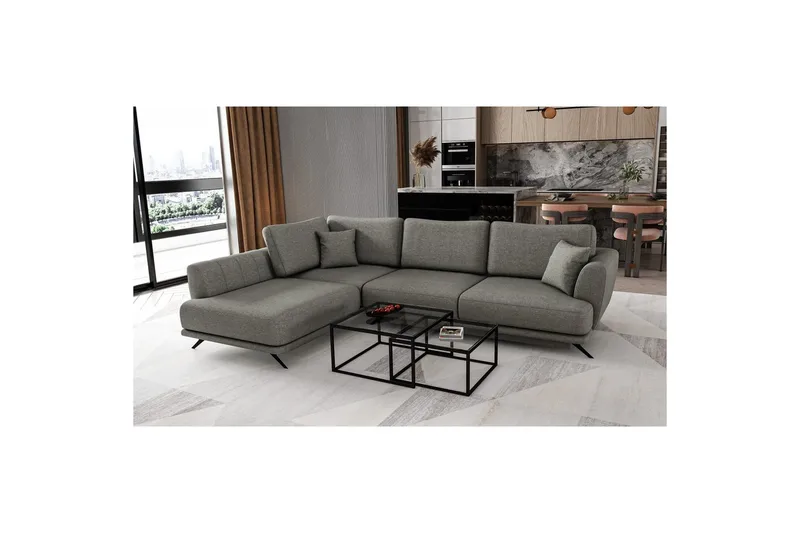 Sohvaosa Eltap Larde 286x191x90 cm, Flores 4, Vaaleanharmaa, Vasen