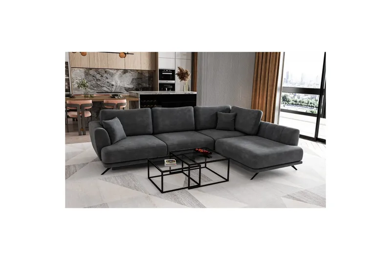 Sohvaosa Eltap Larde 286x191x90 cm, Nube 6, tummanharmaa, Oikea