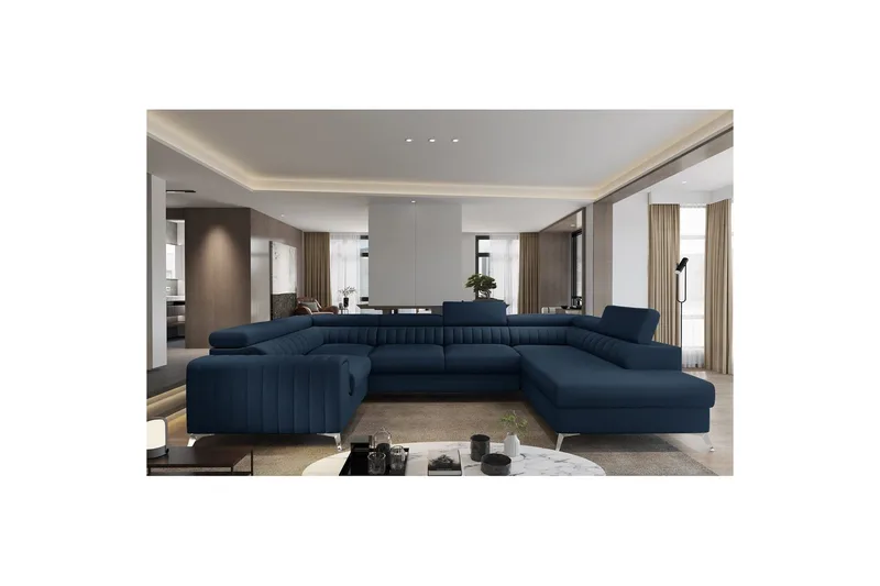 Sohvaosa Eltap Louis 347x202x92 cm - Flores 40, Sininen, Oikea - Huonekalut - Sohva - Vuodesohva