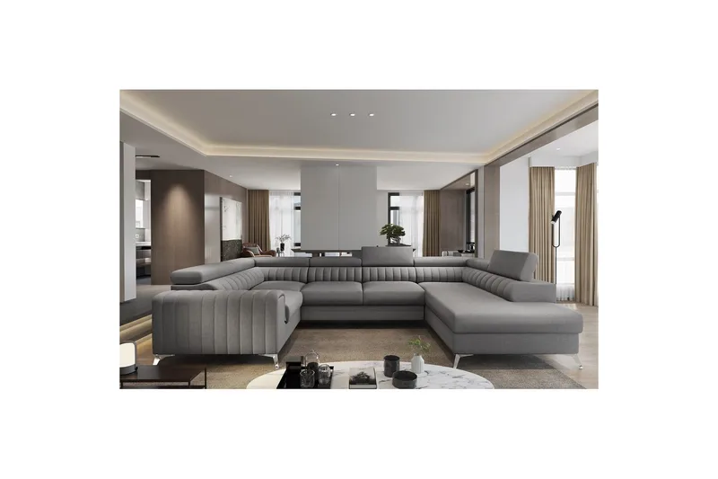 Sohvaosa Eltap Louis 347x202x92 cm, Flores 5, Harmaa, Oikea