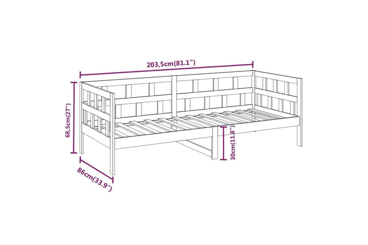 Sohvasänky harmaa täysi mänty 80x200 cm - Harmaa - Vuodesohva