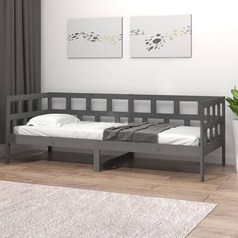 Sohvasänky harmaa täysi mänty 90x190 cm - Harmaa - Huonekalut - Sohva - Sohvasängyt