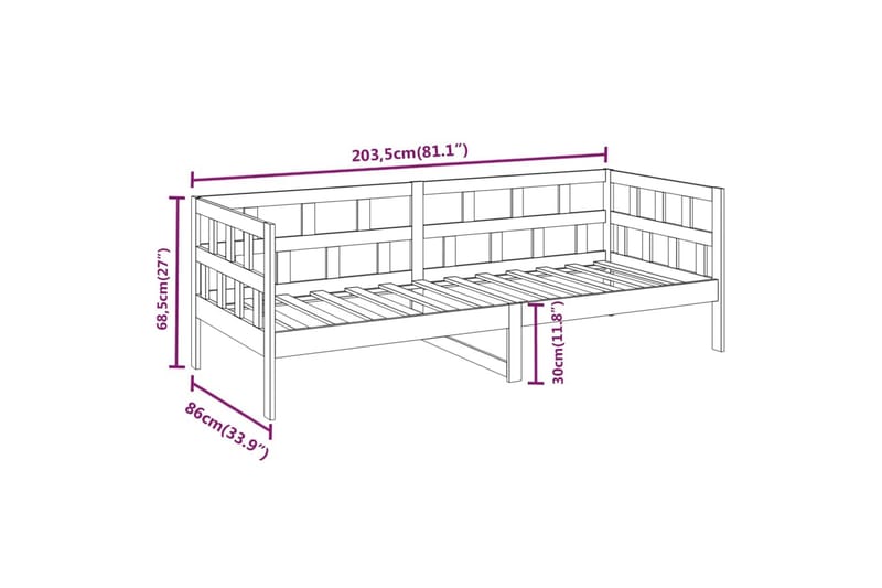 Sohvasänky hunajanruskea täysi mänty 80x200 cm - Ruskea - Huonekalut - Sohva - Vuodesohva