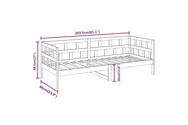 Sohvasänky hunajanruskea täysi mänty 80x200 cm - Ruskea - Vuodesohva