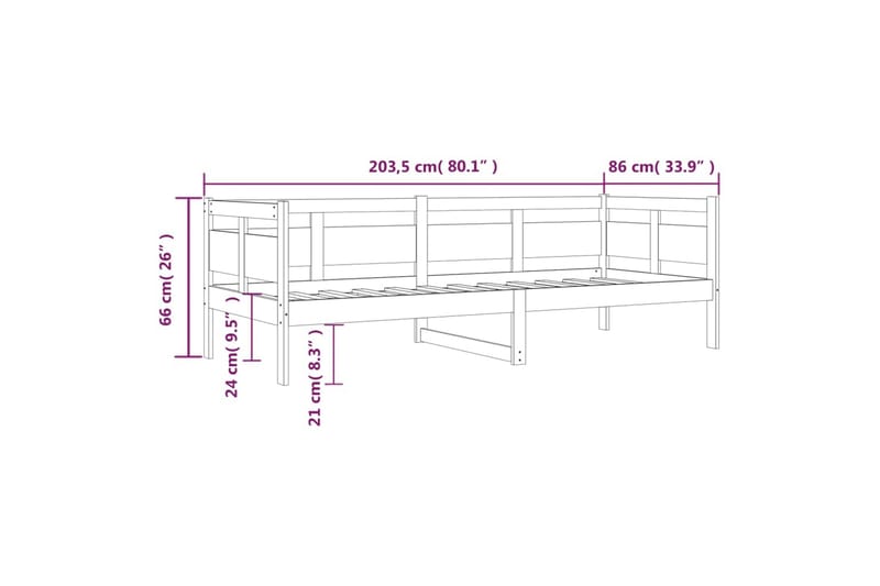 Sohvasänky hunajanruskea täysi mänty 80x200 cm - Ruskea - Vuodesohva