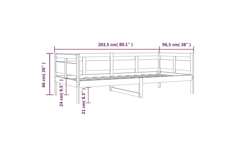 Sohvasänky hunajanruskea täysi mänty 90x200 cm - Ruskea - Huonekalut - Sohva - Vuodesohva