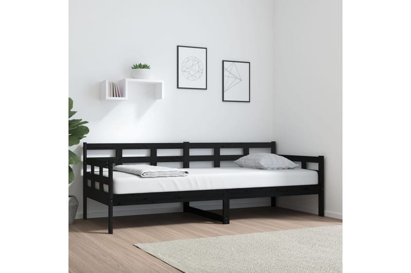 Sohvasänky musta täysi mänty 80x200 cm - Musta - Huonekalut - Sohva - Sohvasängyt