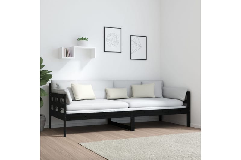 Sohvasänky musta täysi mänty 80x200 cm - Musta - Huonekalut - Sohva - Sohvasängyt