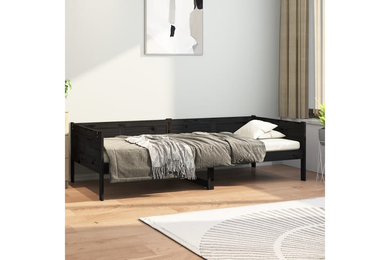 Sohvasänky musta täysi mänty 90x190 cm - Musta - Huonekalut - Sohva - Sohvasängyt