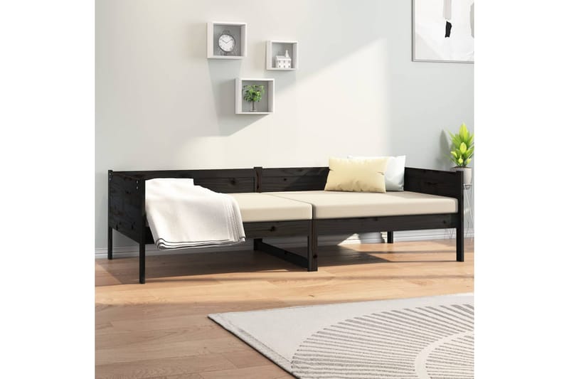 Sohvasänky musta täysi mänty 90x190 cm - Musta - Huonekalut - Sohva - Sohvasängyt