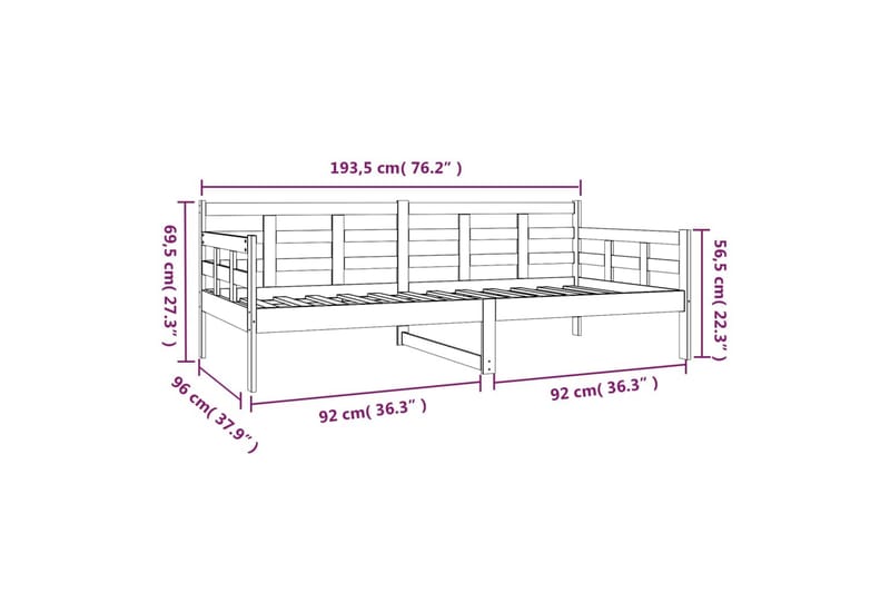 Sohvasänky musta täysi mänty 90x190 cm - Musta - Huonekalut - Sohva - Sohvasängyt