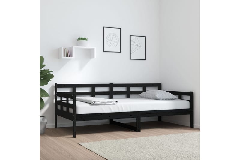 Sohvasänky musta täysi mänty 90x190 cm - Musta - Huonekalut - Sohva - Sohvasängyt
