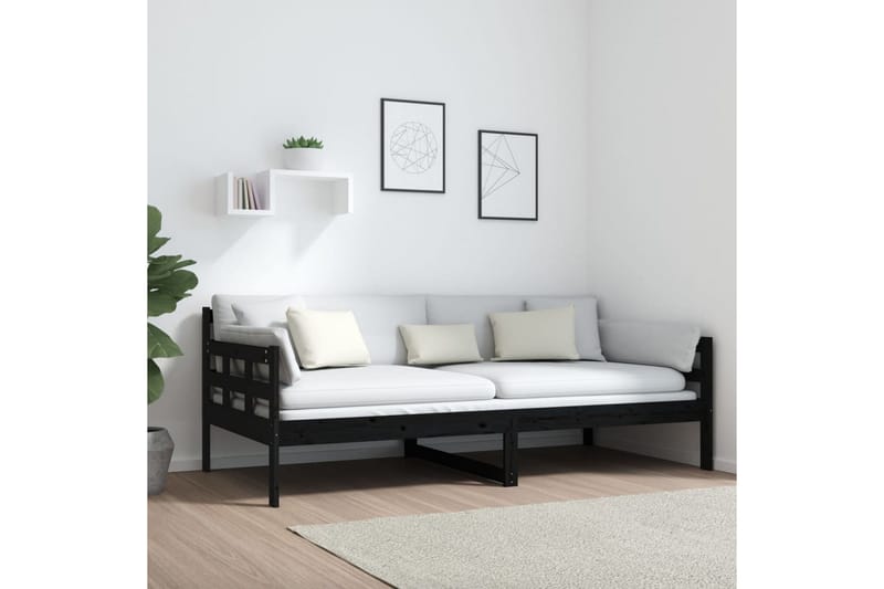 Sohvasänky musta täysi mänty 90x190 cm - Musta - Huonekalut - Sohva - Sohvasängyt