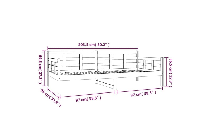 Sohvasänky musta täysi mänty 90x200 cm - Musta - Huonekalut - Sohva - Sohvasängyt
