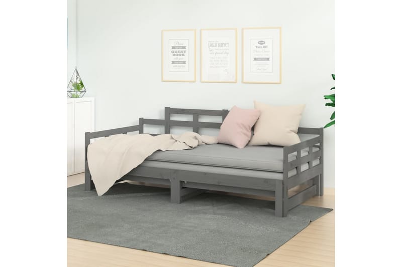 Sohvasänky ulosvedettävä harmaa täysi mänty 2x (90x200) cm - Harmaa - Huonekalut - Sohva - Sohvasängyt