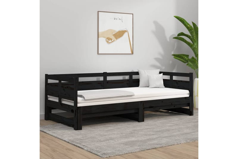 Sohvasänky ulosvedettävä musta täysi mänty 2x (80x200) cm - Musta - Huonekalut - Sohva - Sohvasängyt