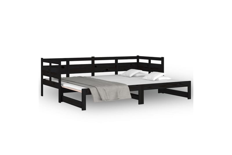 Sohvasänky ulosvedettävä musta täysi mänty 2x (80x200) cm - Musta - Huonekalut - Sohva - Sohvasängyt