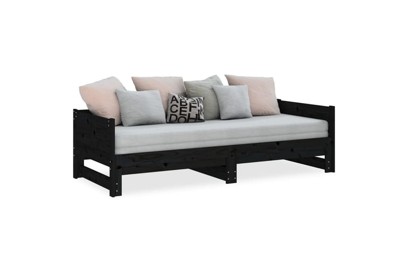 Sohvasänky ulosvedettävä musta täysi mänty 2x (80x200) cm - Musta - Huonekalut - Sohva - Vuodesohva