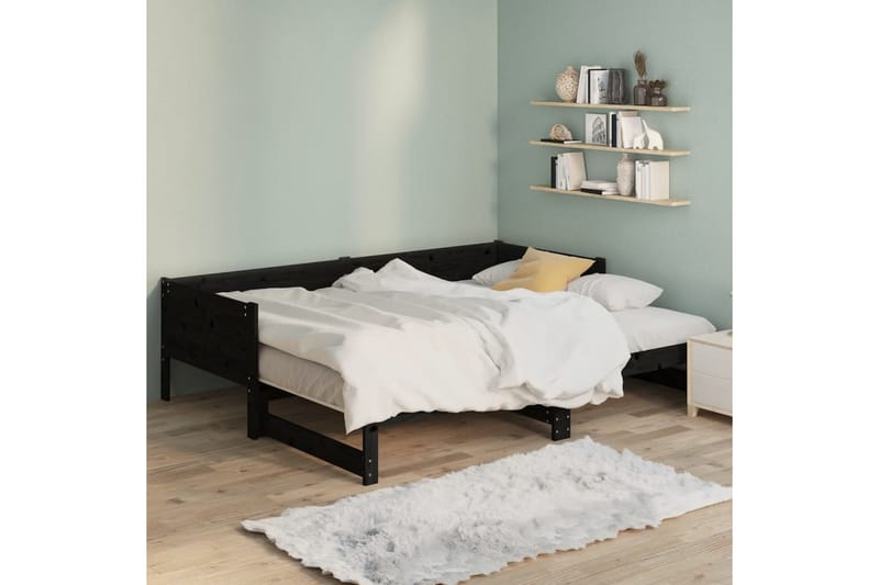 Sohvasänky ulosvedettävä musta täysi mänty 2x (80x200) cm - Musta - Huonekalut - Sohva - Vuodesohva