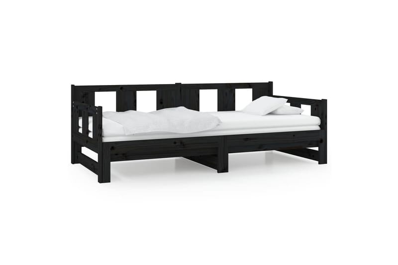 Sohvasänky ulosvedettävä musta täysi mänty 2x (90x200) cm - Musta - Huonekalut - Sohva - Sohvasängyt