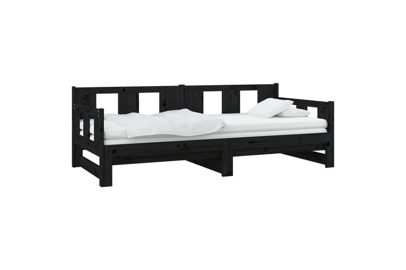 Sohvasänky ulosvedettävä musta täysi mänty 2x (90x200) cm - Musta - Huonekalut - Sohva - Sohvasängyt