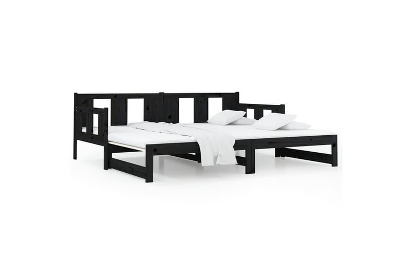 Sohvasänky ulosvedettävä musta täysi mänty 2x (90x200) cm - Musta - Huonekalut - Sohva - Sohvasängyt