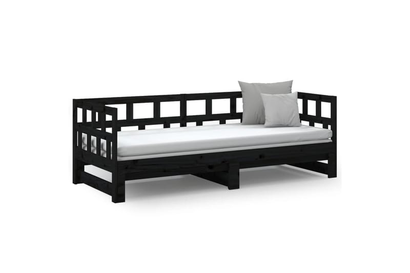 Sohvasänky ulosvedettävä musta täysi mänty 2x (90x200) cm - Musta - Huonekalut - Sohva - Sohvasängyt