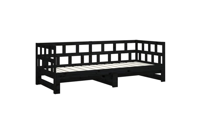 Sohvasänky ulosvedettävä musta täysi mänty 2x (90x200) cm - Musta - Huonekalut - Sohva - Sohvasängyt