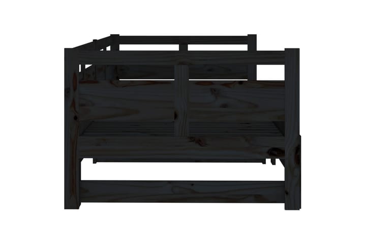 Sohvasänky ulosvedettävä musta täysi mänty 2x (90x200) cm - Musta - Vuodesohva