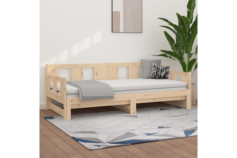 Sohvasänky ulosvedettävä täysi mänty 2x (90x190) cm - Ruskea - Huonekalut - Sohva - Sohvasängyt