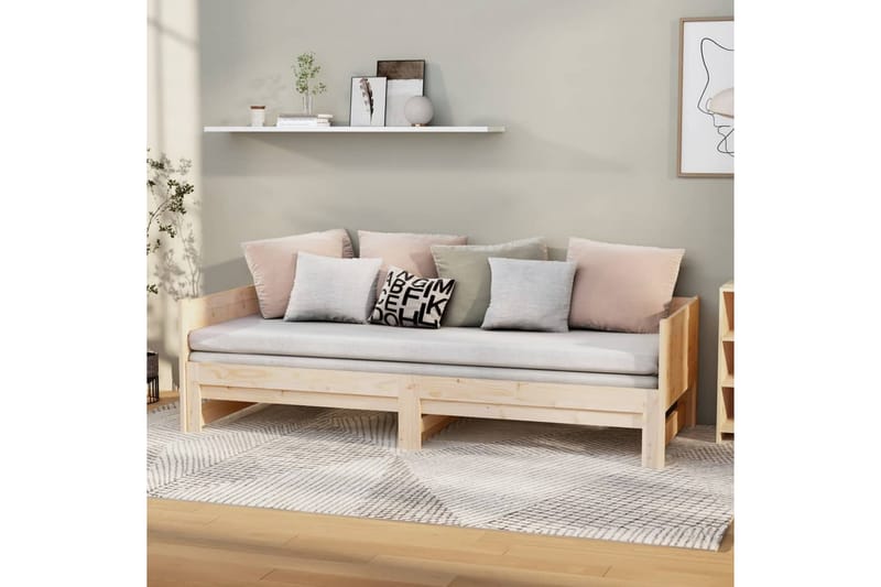 Sohvasänky ulosvedettävä täysi mänty 2x (90x190) cm - Ruskea - Huonekalut - Sohva - Sohvasängyt