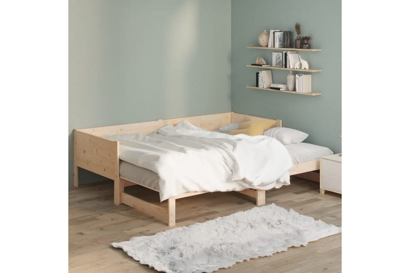 Sohvasänky ulosvedettävä täysi mänty 2x (90x190) cm - Ruskea - Huonekalut - Sohva - Sohvasängyt