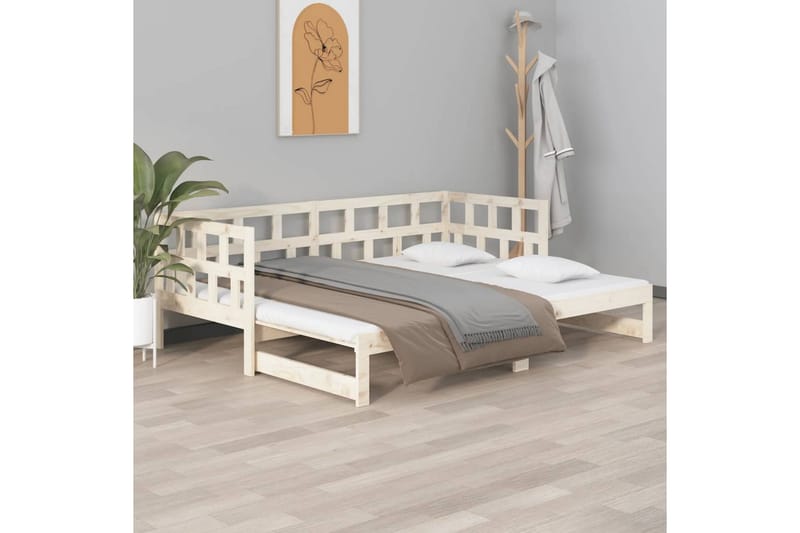 Sohvasänky ulosvedettävä täysi mänty 2x (90x200) cm - Ruskea - Huonekalut - Sohva - Sohvasängyt