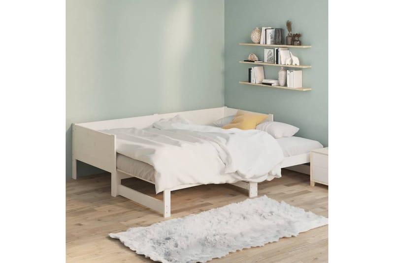 Sohvasänky ulosvedettävä valkoinen täysi mänty 2x (80x200) c - Valkoinen - Huonekalut - Sohva - Sohvasängyt