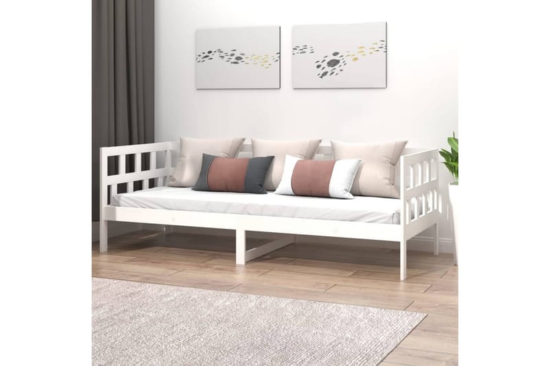 Sohvasänky valkoinen täysi mänty 80x200 cm - Valkoinen - Huonekalut - Sohva - Sohvasängyt