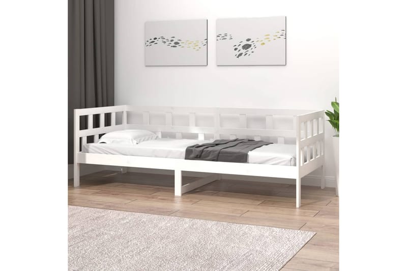 Sohvasänky valkoinen täysi mänty 80x200 cm - Valkoinen - Huonekalut - Sohva - Sohvasängyt