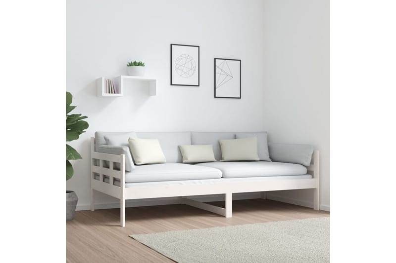Sohvasänky valkoinen täysi mänty 90x190 cm - Valkoinen - Huonekalut - Sohva - Vuodesohva